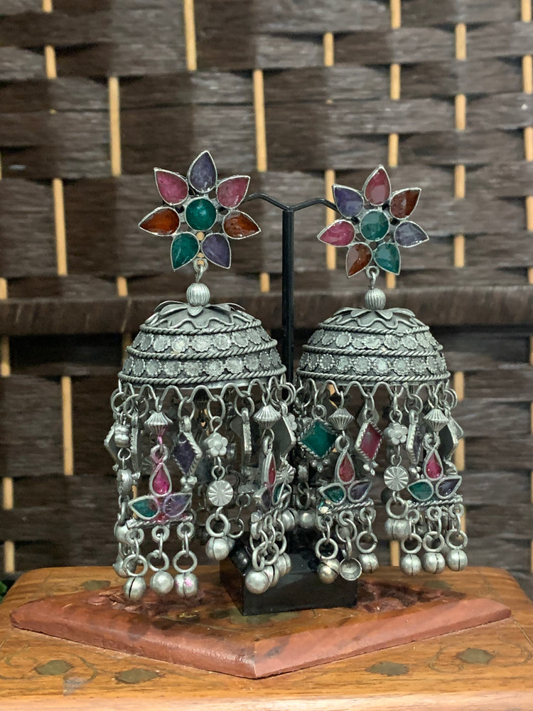 Black metal oxi oversize jhumka