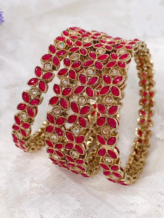 Polki bangle Jasmin in red