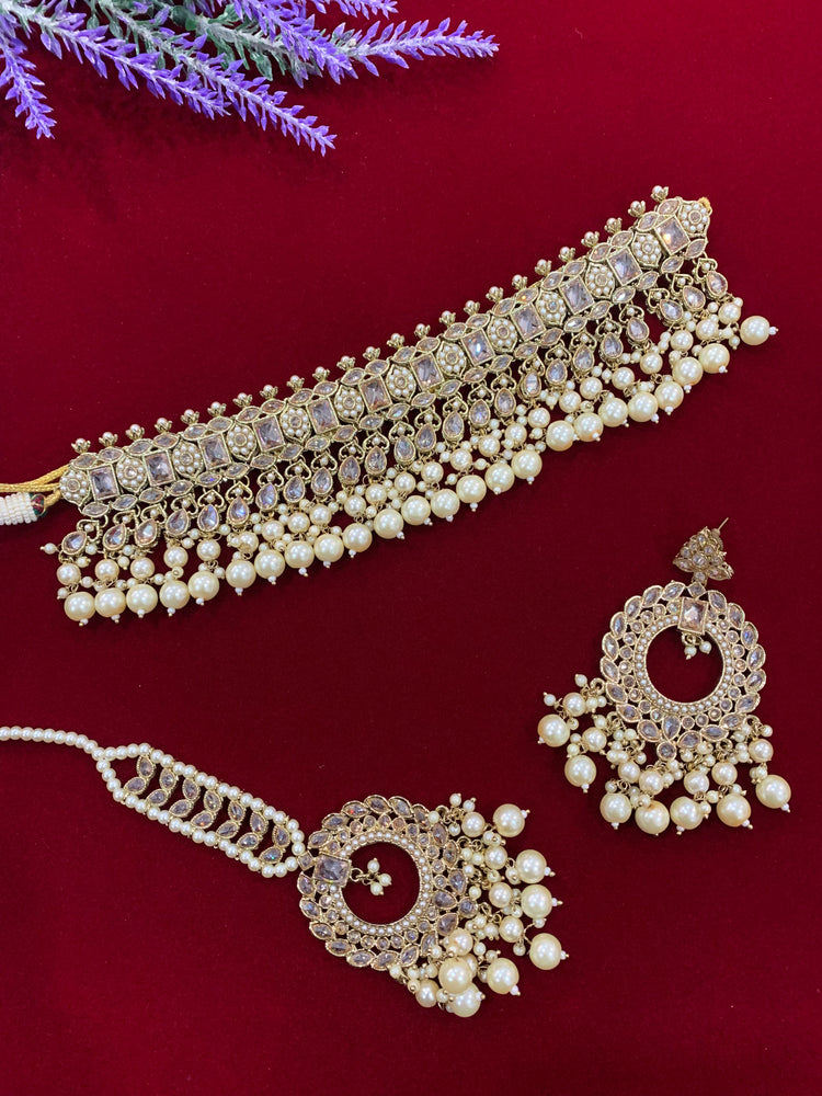 Reverse Polki choker necklace Lana in antique gold