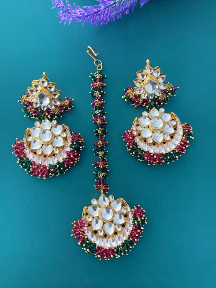 Pachi kundan chandbali tikka set